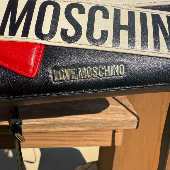 EUC! Love Moschino Black and White Messenger Bag with Red Heart - Picture 7 of 13